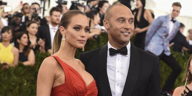 Derek Jeter and Hannah Davis arrive at the Costume Institute Gala Benefit at The Metropolitan Museum of Art May 5, 2015 in New York. AFP PHOTO / TIMOTHY A. CLARY (Photo credit should read TIMOTHY A. CLARY/AFP/Getty Images)