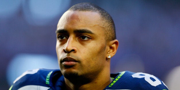 GLENDALE, AZ - FEBRUARY 01: Doug Baldwin #89 of the Seattle Seahawks looks on prior to Super Bowl XLIX against the New Engla