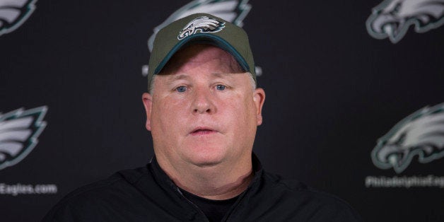 PHILADELPHIA, PA - MAY 28: Head coach Chip Kelly of the Philadelphia Eagles talks to the media prior to the start of the days OTA's on May 28, 2015 at the NovaCare Complex in Philadelphia, Pennsylvania. (Photo by Mitchell Leff/Getty Images)