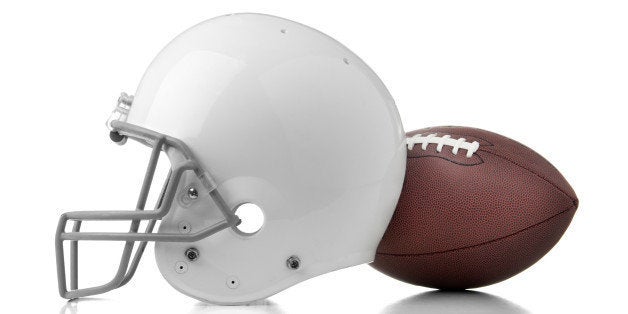 Football helmet and ball on white background. Please see my portfolio for other football and sport images.