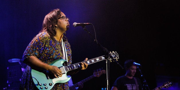 HOLLYWOOD, CA - JULY 17: Brittany Howard (L) and Heath Fogg of Alabama Shakes perform at the Hollywood Palladium on July 17, 2013 in Hollywood, California. (Photo by Noel Vasquez/Getty Images)