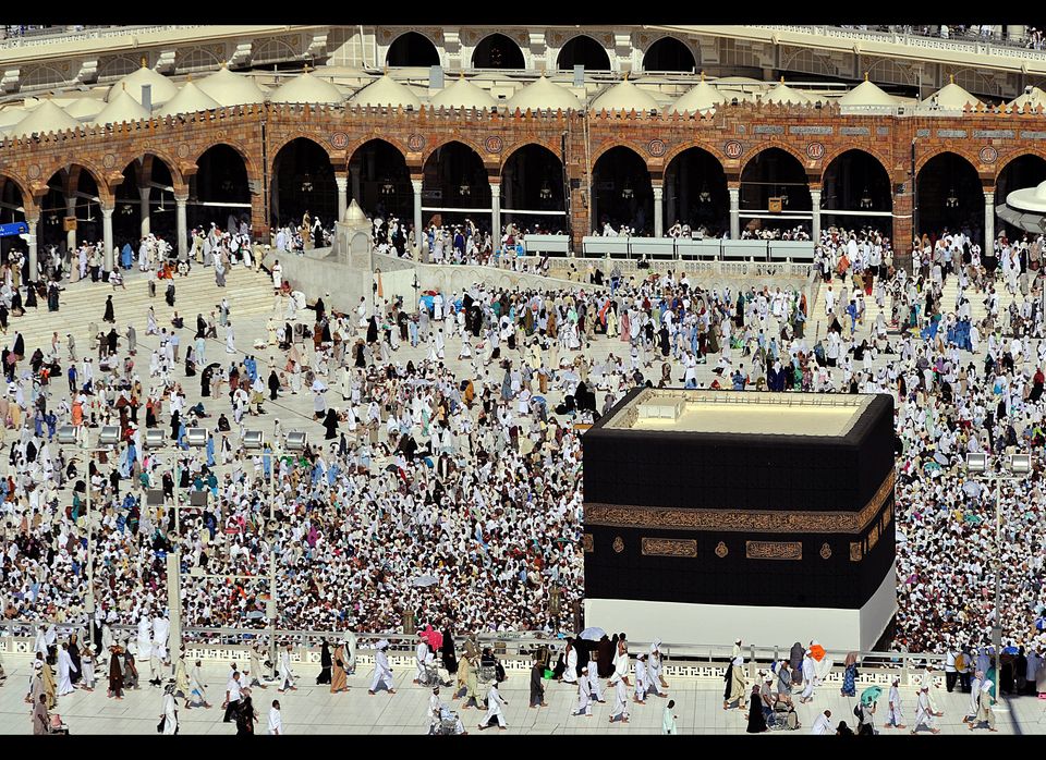 Pilgrims walk around the holy Kaaba