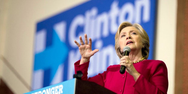 Democratic presidential candidate Hillary Clinton speaks at a rally at the Zembo Shrine in Harrisburg, Pa., Tuesday, Oct. 4,