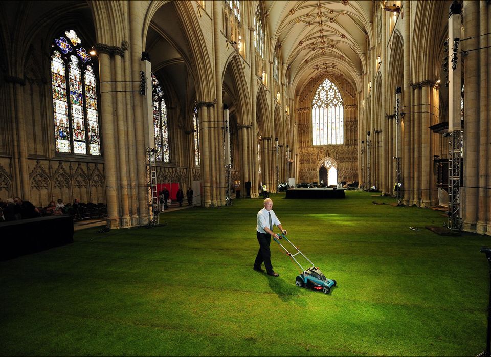 Grass Covers Entire Floor of Famous Cathedral 
