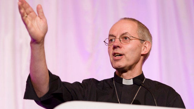 The new Archbishop of Canterbury, Justin Welby, addresses a press conference in London, on November 9, 2012. Former oil executive Justin Welby was named Friday as the next Archbishop of Canterbury, the spiritual head of the world's Anglicans, in a move aimed at healing schisms over gay and female bishops. AFP PHOTO / LEON NEAL (Photo credit should read LEON NEAL/AFP/Getty Images)