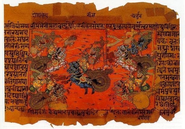 of the Battle of Kurukshetra, fought between the Kauravas and the Pandavas, recorded in the Mahabharata Epic. Source: http://www. ...