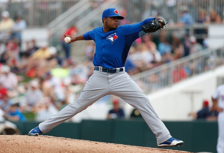 FORT MYERS, FL - MARCH 24: Pitcher Jeremy Jeffress #33 of the Toronto Blue Jays pitches against the Minnesota Twins during a Grapefruit League Spring Training Game at Hammond Stadium on March 24, 2013 in Fort Myers, Florida. (Photo by J. Meric/Getty Images)