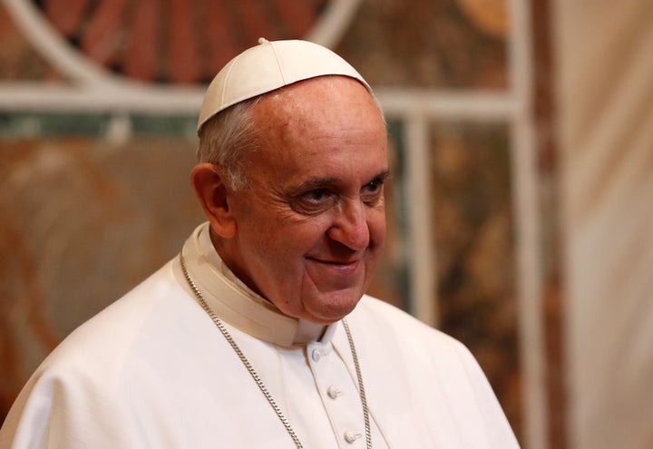Pope Francis looks on during an audience with the diplomatic corps at the Vatican on March 22, 2013. Pope Francis called for