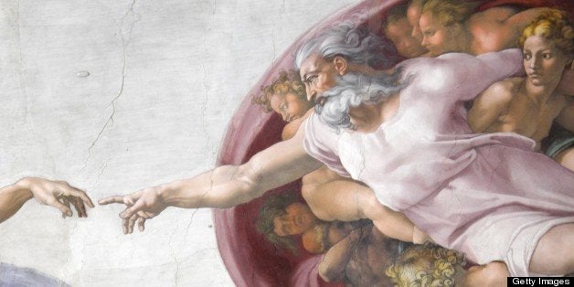 The Creation of Adam by Michelangelo at the Sistine chapel, Vatican city, Rome, Italy