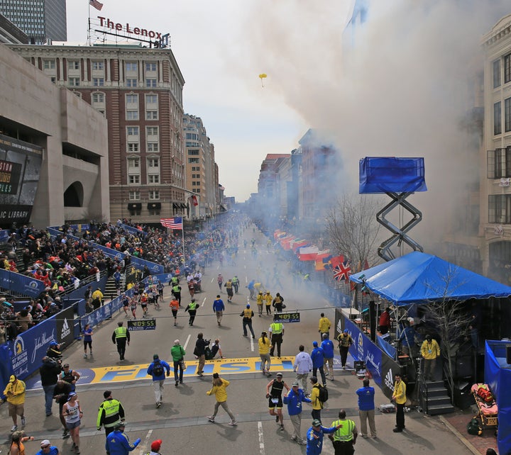 BOSTON - APRIL 15: Two explosions went off near the finish line of the 117th Boston Marathon on April 15, 2013. (Photo by Dav