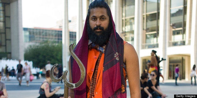 NEW YORK, NY - SEPTEMBER 12: Director Vikram Gandhi as Kumare is seen on the streets of Manhattan during Spring 2012 Fashion
