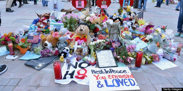 BOSTON, MA - APRIL 26: A general view of the memorial to victims of the April 15 Boston Marathon Bombing Sean Collier, Kryst