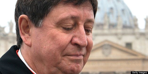 Brazilian cardinal Joao Braz de Aviz walks on St Peter's square after a meeting on the second day of pre-conclave on March 5, 2013 at the Vatican. The next pope's ideal profile began to take shape on Tuesday as cardinals held a second day of pre-conclave talks -- a man with pastoral experience, missionary energy and few ties to the Vatican's unruly government. AFP PHOTO / ALBERTO PIZZOLI (Photo credit should read ALBERTO PIZZOLI/AFP/Getty Images)