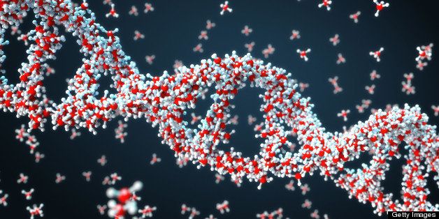 DNA Helix chain made of atoms.