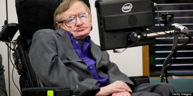 LONDON, UNITED KINGDOM - APRIL 30: Stephen Hawking makes an appearance to show support for the Breathe On UK charity at on April 30, 2013 in London, England. (Photo by John Phillips/UK Press via Getty Images)