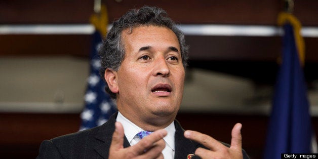 UNITED STATES - APRIL 11: Rep. Juan Vargas, D-Calif., speaks during the news conference on the New Democrat Coalition Immigration Task Force's release of 'immigration reform principles' on Thursday, April 11, 2013. (Photo By Bill Clark/CQ Roll Call)