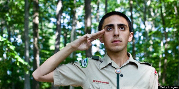 Man in a Boy Scout uniform.