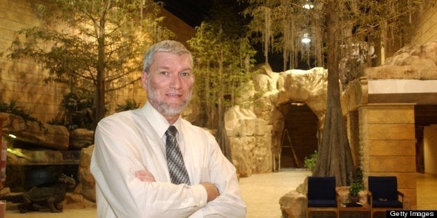 PETERSBURG, KY - AUGUST 3: Ken Ham, president of Answers in Genesis, poses in the lobby of the Creation Museum August 3, 2006 in Petersburg, Kentucky. The museum, scheduled to open in May of 2007, features exhibits showing the Christian biblical interpretation of the origins of man and the universe. (Photo by Mark Lyons/Getty Images)