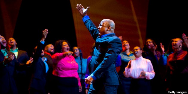 PHILADELPHIA, PA - SEPTEMBER 26: The Anointed Voices of Ford Memorial Temple Choir perform at the Verizon Wireless 'How Sweet the Sound' National Gospel Competition at the Wachovia Center on September 26, 2009 in Philadelphia, Pennsylvania. The Choir was the winner in the Large Choir category. (Photo by Jeff Fusco/Getty Images for Verizon Wireless)