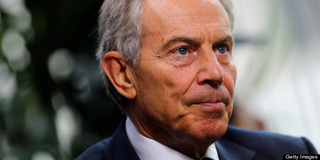 Tony Blair, former U.K. prime minister, listens during an interview at the annual Milken Institute Global Conference in Beverly Hills, California, U.S., on Tuesday, April 30, 2013. The conference brings together hundreds of chief executive officers, senior government officials and leading figures in the global capital markets for discussions on social, political and economic challenges. Photographer: Patrick T. Fallon/Bloomberg via Getty Images