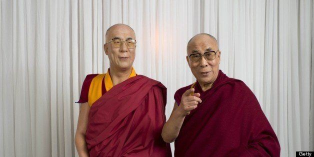 SYDNEY, AUSTRALIA - JUNE 14: In this handout photo provided by Madame Tussauds, His Holiness the Dalai Lama visits Madame Tussauds and poses with a wax figure of himself, on June 14, 2013 in Sydney, Australia. The Dalai Lama said in a television interview last night, that his '...main interest is promotion of human value, human affection, compassion and religious harmony.'