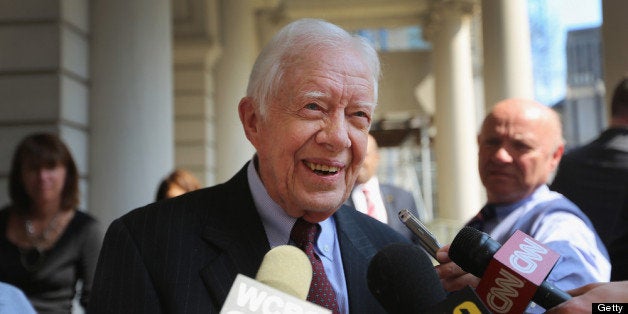 NEW YORK, NY - APRIL 10: Former U.S. President Jimmy Carter speaks to the media at City Hall after meeting with New York Mayor Michael Bloomberg on April 10, 2013 in New York City. Carter said he would be willing to help negotiate with North Korea if asked by the U.S. President barack Obama's administration. (Photo by Mario Tama/Getty Images)