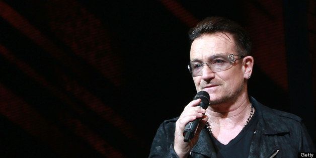 NEW YORK, NY - MAY 29: Bono of U2 attends 'SPIDER-MAN Turn Off The Dark' 1000th performance on Broadway celebration at Foxwoods Theater on May 29, 2013 in New York City. (Photo by Robin Marchant/Getty Images)