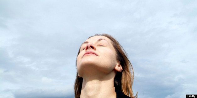 Woman breathe fresh air