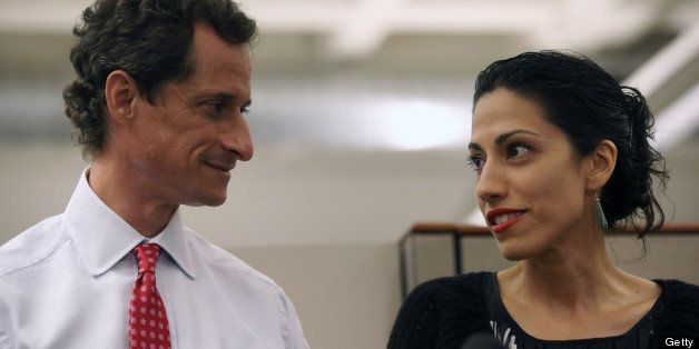 NEW YORK, NY - JULY 23: Huma Abedin, wife of Anthony Weiner, a leading candidate for New York City mayor, speaks during a press conference on July 23, 2013 in New York City. Weiner addressed news of new allegations that he engaged in lewd online conversations with a woman after he resigned from Congress for similar previous incidents. (Photo by John Moore/Getty Images)