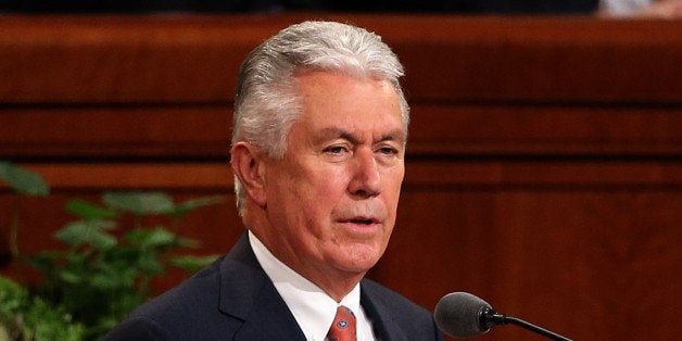 SALT LAKE CITY, UT - OCTOBER 6: Dieter F. Uchtdorf, second counselor in the Mormon First President speaks during the fourth session of the 183rd Semi-Annual General Conference of the Church of Jesus Christ of Latter-Day Saints in Salt Lake City, Utah on October 6, 2013. During a session the day before, Uchtdorf admitted that past leaders of the Mormon church had 'made mistakes' causing some members to question their faith and belief in the Mormon church. (Photo by George Frey/Getty Images)