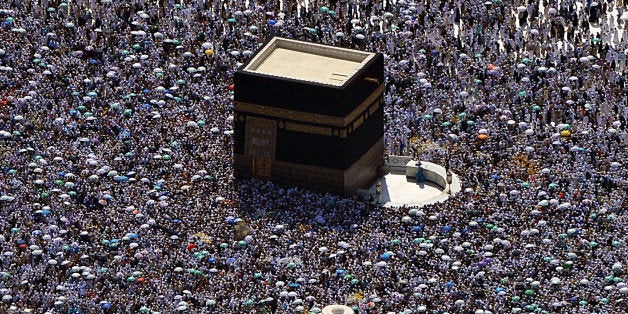 An aerial view shows the Kaaba at the Grand mosque in the holy city of Mecca, on October 27, 2012. Muslims worldwide celebrate the Eid al-Adha or the Feast of the Sacrifice, marking the end of the hajj pilgrimage to Mecca and commemorating Abraham's willingness to sacrifice his son Ismail on God's command. AFP PHOTO/FAYEZ NURELDINE (Photo credit should read FAYEZ NURELDINE/AFP/Getty Images)