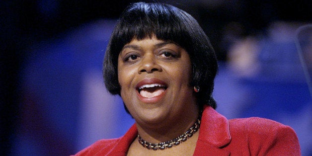 UNITED STATES - CIRCA 2000: The Rev. Suzan Johnson Cook, pastor of the Bronx Christian Fellowship Church, addresses the Democratic National Convention at the Staples Center in Los Angeles. (Photo by Harry Hamburg/NY Daily News Archive via Getty Images)