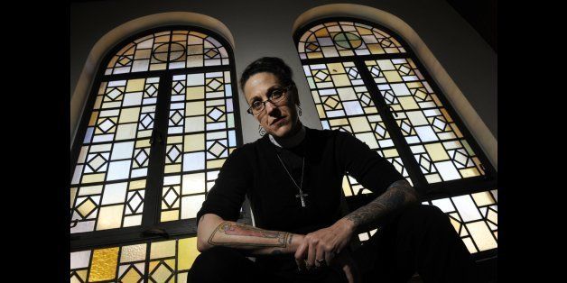 Nadia Bolz-Weber poses for a portrait, Friday, April, 22, 2011, at St. Thomas Episcopal Church in Denver, CO, where her church will begin holding sevices May 1, 2011. Nadia, of House For All Sinners and Saint, a is a rising star in the emergent church, very hip culturally and socially progressive, yet still theologically traditional Lutheran. She's been invited to preach the Easter sermon at Red Rocks this Easter. (Craig F. Walker/ The Denver Post) (Photo By Craig F. Walker/The Denver Post via Getty Images)