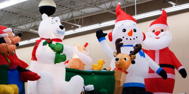 Christmas decorations are displayed at a Walmart store on November 17, 2012 in Norwalk, Connecticutt. Black Friday shoppers w