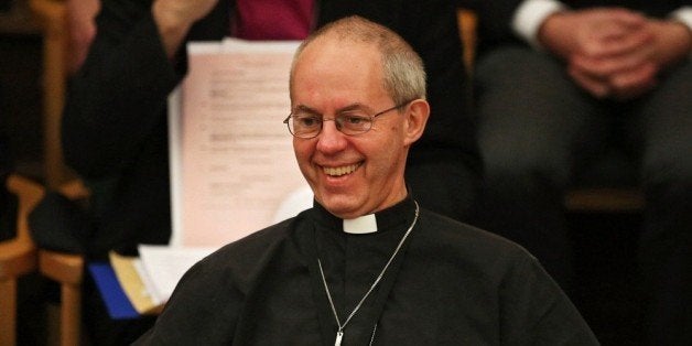 LONDON, ENGLAND - NOVEMBER 20: The Archbishop of Canterbury Justin Welby reacts to speeches during the General Synod at Church House on November 20, 2013 in London, England. The Church of England's governing body, known as the General Synod, is holding meetings this week where the issue of the ordination of women bishops will be debated. (Photo by Peter Macdiarmid/Getty Images)