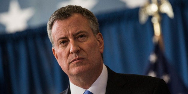 NEW YORK, NY - JANUARY 30: New York City Mayor Bill DeBlasio speaks at a press conference to announce the city will not appe