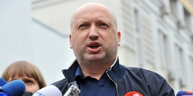 Oleksandr Turchynov, first deputy of Yulia Tymoshenko's party, Batkivschyna and one of the Ukrainian opposition leaders, spea