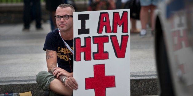 WASHINGTON, DC, JULY 24: Aaron M. Laxton, joined a few thousand activists and protesters in a march to the White House in Washington, D.C., on July 24, 2012. The overarching theme of the protests called for an end to AIDS. (Photo by Nikki Kahn/The Washington Post via Getty Images)