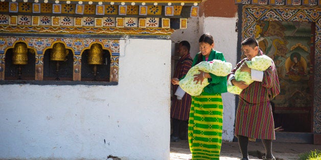 THIMPHU, BHUTAN - NOVEMBER 18: The village Chimi Lhakhang in the Punakha Valley with its temple, monastery is renowned for its fertility blessings, phallus or penis symbols, where pilgrims go for praying for children, fertility, on November 18, 2012 in Chimi Lhakhang near Thimphu, Bhutan. There exist stories about tourists and their pilgrimage to get pregnant after their visit. (Photo by EyesWideOpen/Getty Images)