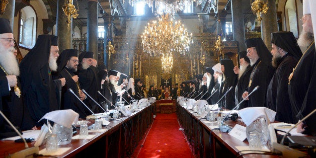 ISTANBUL, TURKEY - MARCH 6: Fourteen Orthodox Church patriarchs and archbishops gather in Church of St. George upon the invit