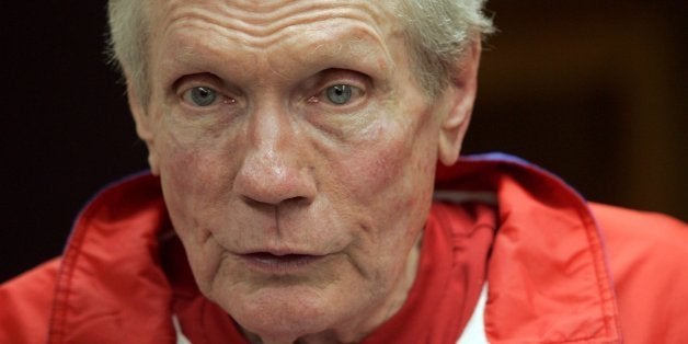 Pastor Fred Phelps, 76, talks during an interview at his Westboro Baptist Church in Wichita, Kansas, March 5, 2006. The founder of a small Kansas church who drew international condemnation for outrageous and hate-filled protests that blamed almost everything, including the deaths of AIDS victims and U.S. soldiers, on America's tolerance for gay people, has died, March 20, 2014. He was 84. (Kelly Glasscock/Wichita Eagle/MCT via Getty Images)