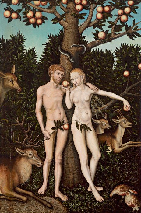 Title Adam und Eva im Paradies Adam and Eve in the garden of Eden | Technique Oil | Wood | Dimensions 118 x 79 cm, gerahmt | Location | ... 
