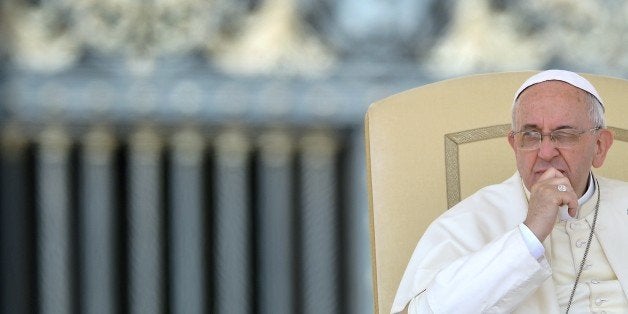 Pope Francis leads the weekly general audience at St Peter's square on August 27, 2014 in Vatican City. AFP PHOTO / VINCENZO PINTO (Photo credit should read VINCENZO PINTO/AFP/Getty Images)