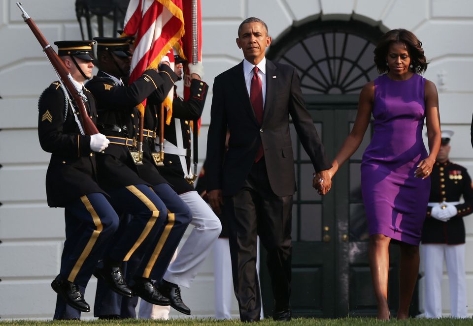 Obamas And Bidens Observe Moment Of Silence To Mark Anniversary Of 9/11 Attacks