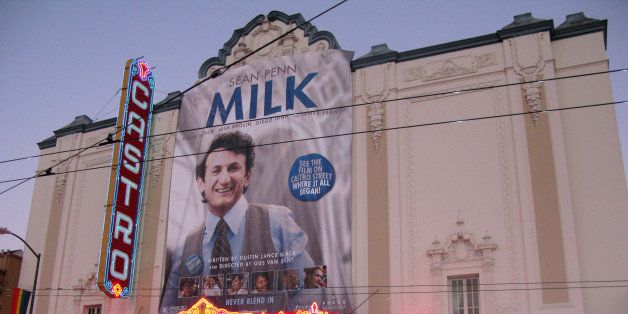 UNITED STATES - OCTOBER 28: Theater goers gather outside the Castro Theater for the premiere of 'Milk,' staring Sean Penn and Josh Brolin, in San Francisco, California, U.S., on Tuesday, Oct. 28, 2008. Josh Brolin had a tough time getting into the role of Dan White, the man who killed gay San Francisco Supervisor Harvey Milk, played by Penn. (Photo by Tara Zorovich/Bloomberg via Getty Images)
