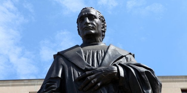 COLUMBUS, OH - MAY 16: A life-sized Christopher Columbus statue stands outside Columbus City Hall on May 16, 2014 in Columbus, Ohio. (Photo By Raymond Boyd/Getty Images) 