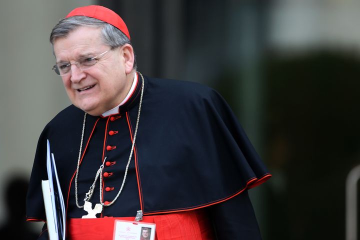 VATICAN CITY, VATICAN - OCTOBER 07: Former archbishop of St. Louis cardinal Raymond Burke leaves the Synod Hall at the end of a session of the Synod on the themes of family on October 7, 2014 in Vatican City, Vatican. In his 'Report prior to discussion' presented Tuesday morning to Synod Fathers and Fraternal delegates, the relator general Cardinal Peter Erdo, pointed to the 'privatization of love' as the greatest challenge to the family. (Photo by Franco Origlia/Getty Images)