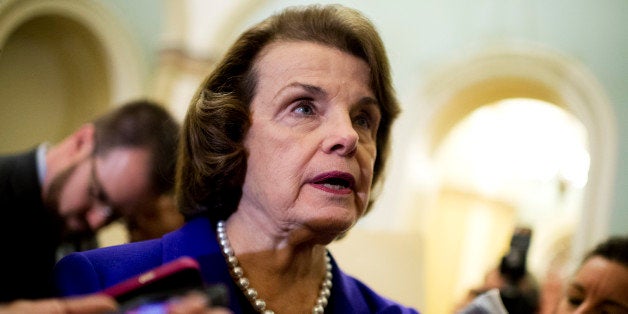 UNITED STATES - DECEMBER 09: Sen. Dianne Feinstein, D-Calif., Chairwoman of the Senate Intelligence Committee, talks with reporters after sharing a report on the CIA and it's torture methods, December 9, 2014. (Photo By Tom Williams/CQ Roll Call)