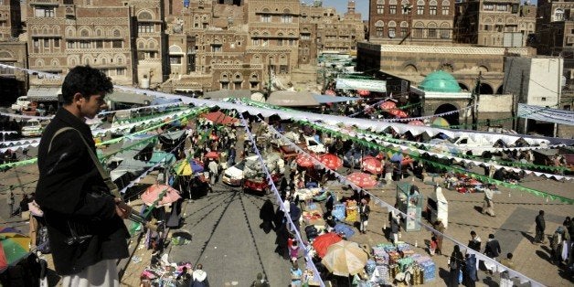 SANAA, YEMEN - JANUARY 01: Preparations are seen for the 1444th anniversary for the celebration of Mawlid al-Nabi, the holy day of the birthday of the Islam's prophet Muhammad, in Houthi controlled capital Sanaa's ancient region in Yemen on January 01, 2015. (Photo by Mohammed Hamoud/Anadolu Agency/Getty Images)