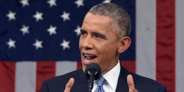 President Barack Obama delivers his State of the Union address to a joint session of Congress on Capitol Hill on Tuesday, Jan. 20, 2015, in Washington. (AP Photo/Mandel Ngan, Pool)